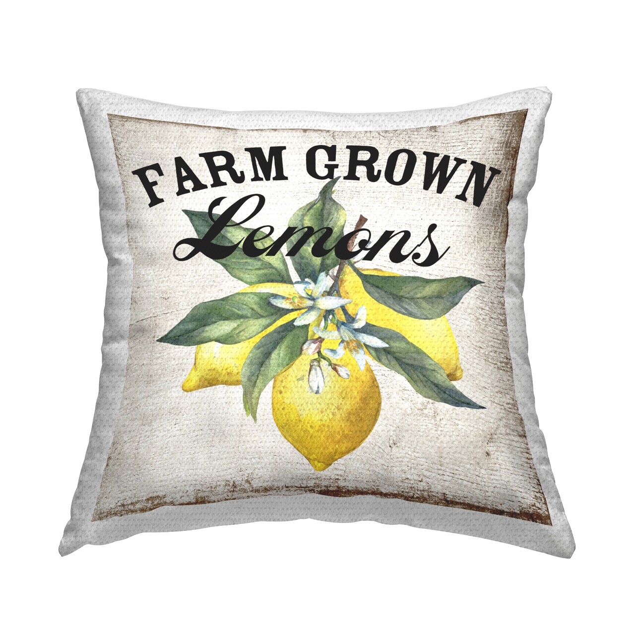 Farm Grown Lemons Outdoor Printed Pillow Design by Creatif Belle, 18 x 7 x 18